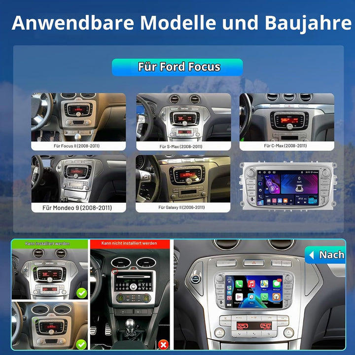 Qualcomm 8 Core 4GB+64GB Carplay Autoradio für Ford Focus II MK2/S-Max/Mondeo MK4/Galaxy II C-Max 06