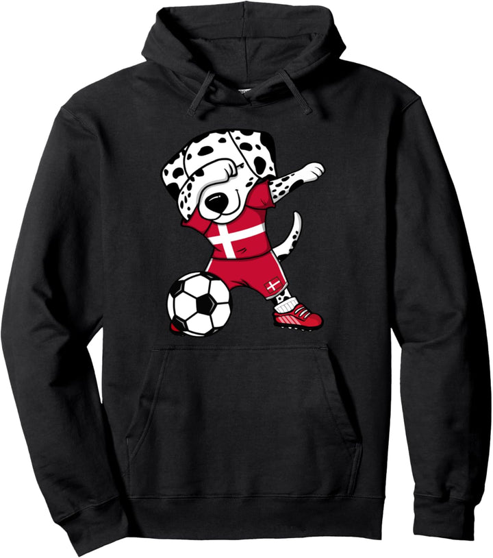 Dabbing Dalmatiner Hund Dänemark Fussball Dänische Flagge Pullover Hoodie