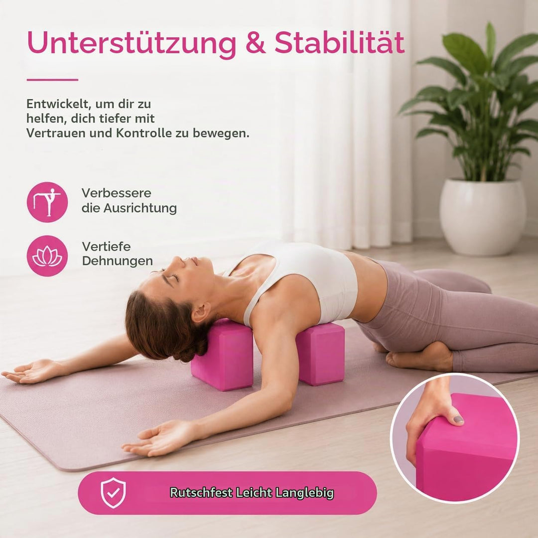 EXERZ Yoga-Blöcke, 2 Stück, Gymnastikblöcke, Übung, Workout, Fitness, Pilates, Stretch, Handstand, r