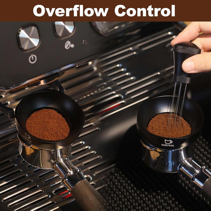 MEION Espresso-Dosiertrichter und Puck-Sieb-Set, magnetischer Kaffeetrichter, wiederverwendbarer Esp
