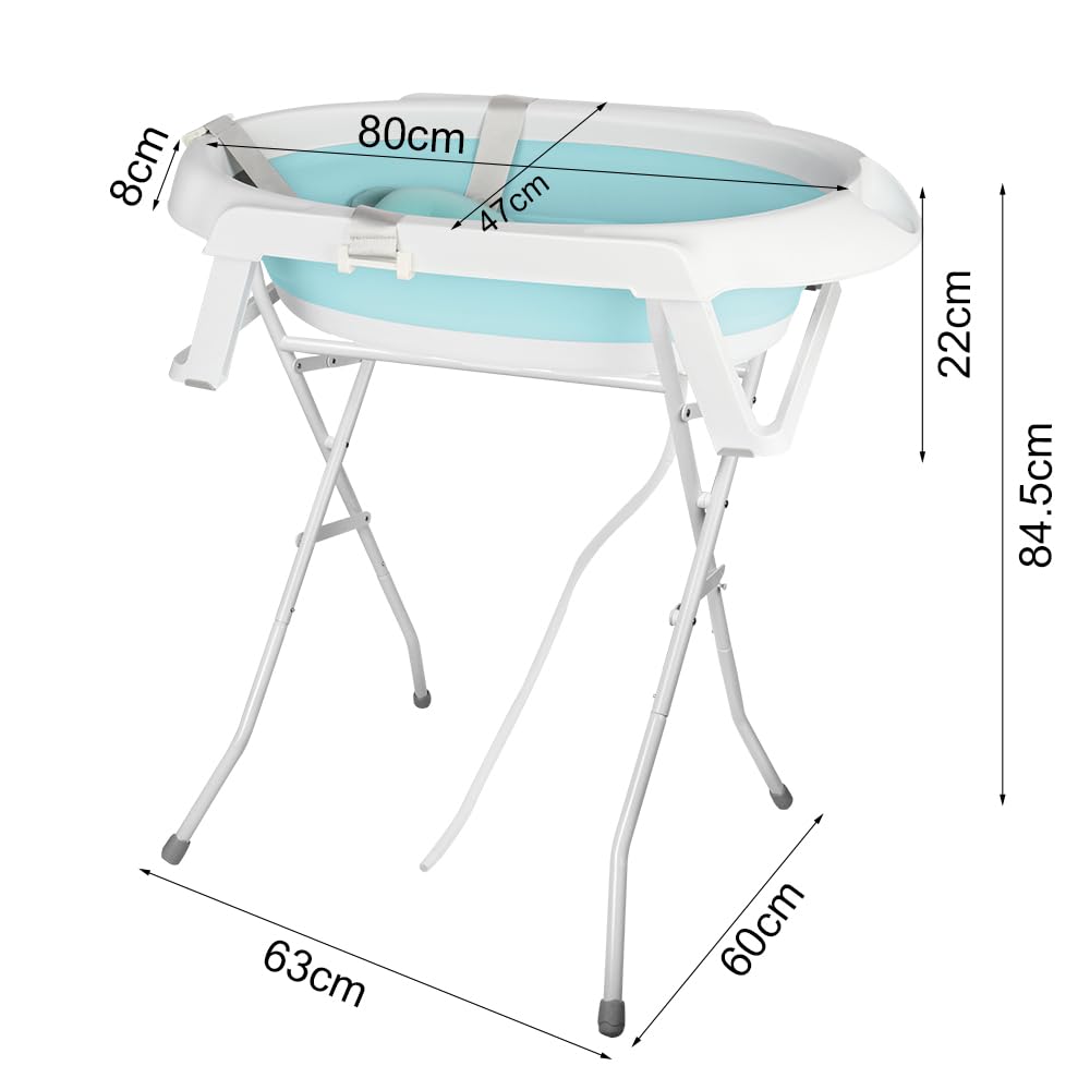 Baby Badewanne Faltbare Babybadewanne, Baby Bathtub Babywanne Wanne Faltbar mit Badewannenhocker, Ru