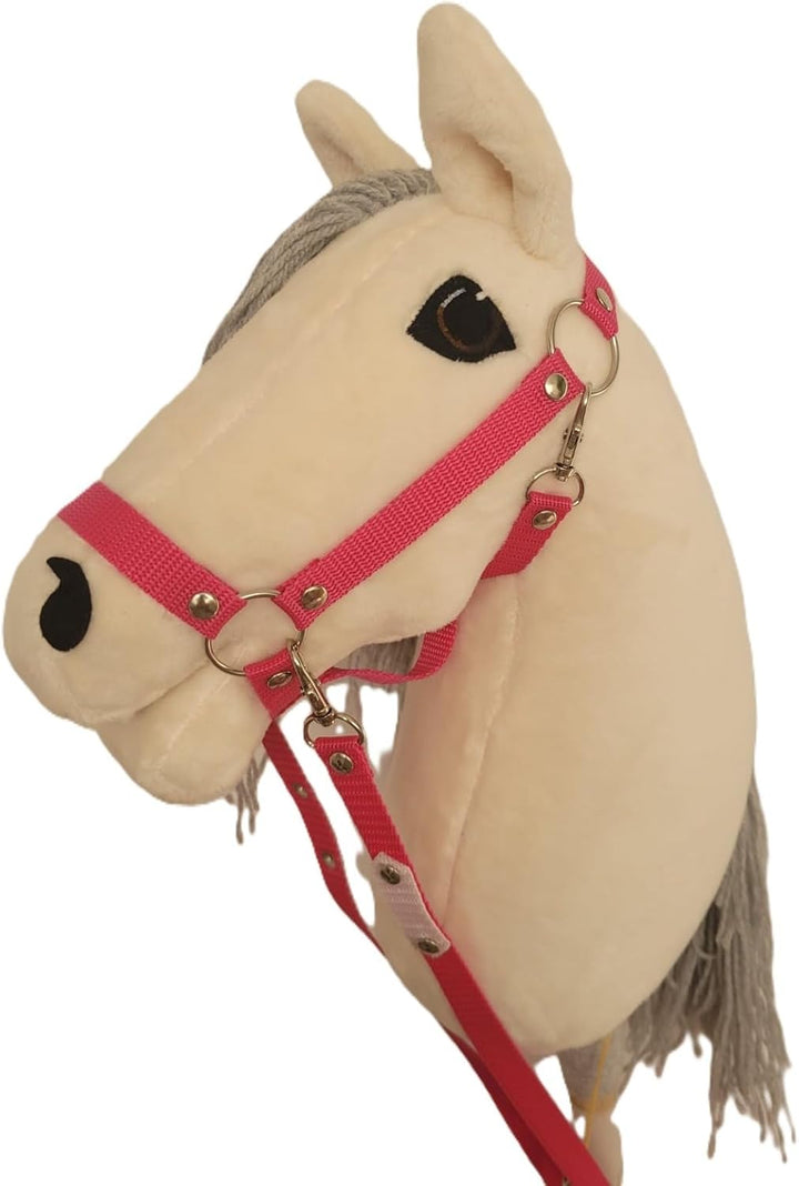HORSE & toys Hobby Horse Gross A3 (Pferd auf Stock) mit Halfter wie Abbildung (schwarz) für Kinder,