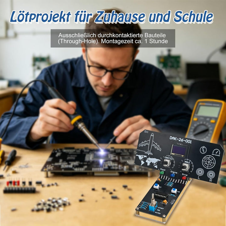 DIY Flugsimulator Lötbausatz mit LCD-Display, Soundeffekten & LED-Anzeigen, STEM Elektronikprojekt m