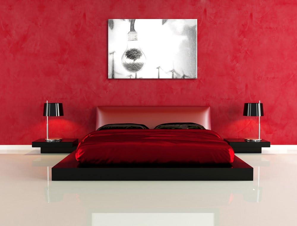 Pixxprint Light Bulb Alternative Energy Concept Kohle Zeichnung Effekt, Format: 100x70 auf Leinwand,