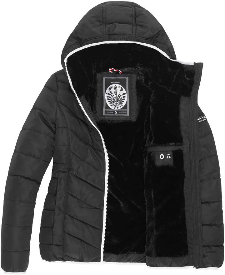 Navahoo Damen Jacke Steppjacke Übergangsjacke gesteppt Stepp Herbst B675 XS Schwarz, XS Schwarz