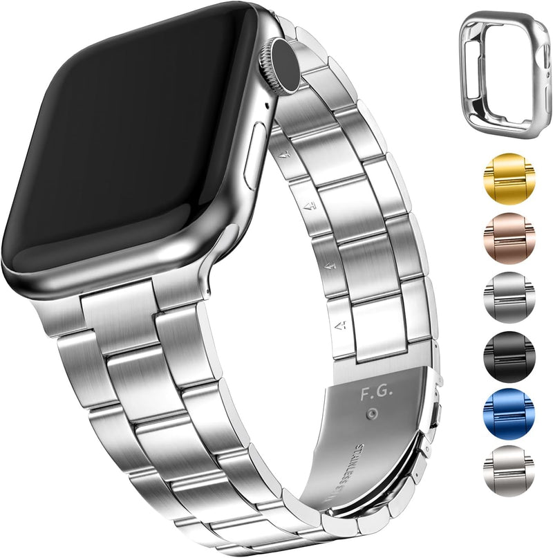 Fullmosa für Apple Watch Armband Ultra 2/Ultra 49mm Edelstahl Metallarmband mit Uhrengehäuse für iwa