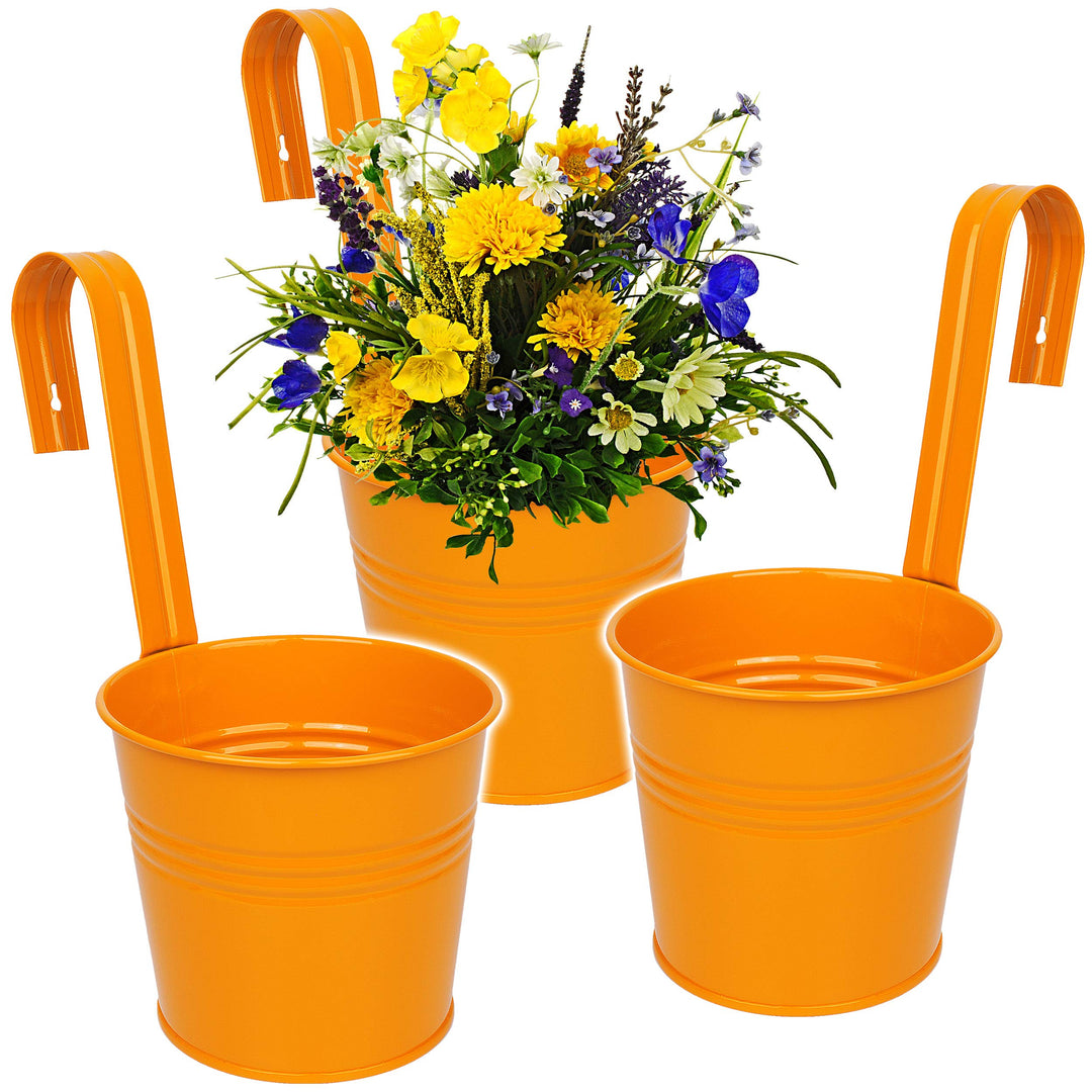 alles-meine.de GmbH 5 Stück Hänge - Blumentöpfe/Hängetöpfe/Pflanzschale - Metall - Ø 17 cm - orange