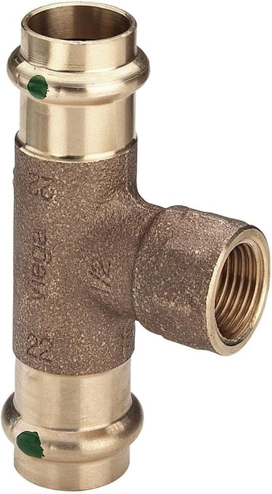 Viega T-Stück Sanpress 2217.2 RG SC-Contur mit IG 42 x 1/2 Zoll x 42 mm, 126230