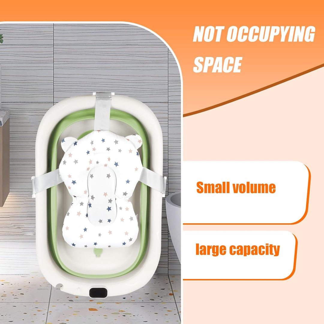 Faltbare Babybadewanne mit Ablaufstopfen & Temperaturanzeige & Sitzkissen, ultra kompakt – rutschfes