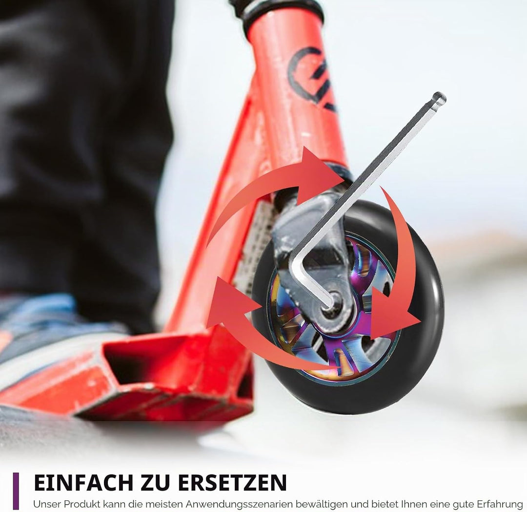 Stunt Scooter Rollen 110mm: LEKEFETO 2 StückStunt Scooter Räder mit ABEC-9 Lager, Kick Scooter Rolle