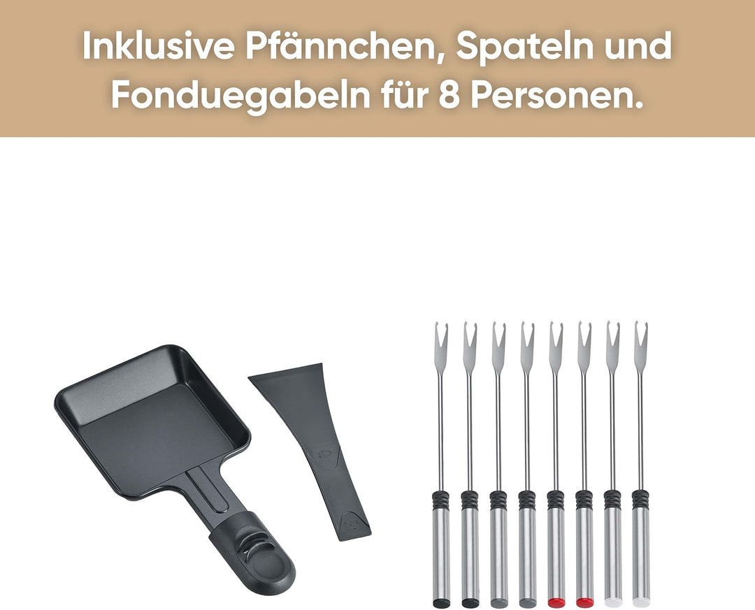 SEVERIN Raclette-Fondue-Kombination für 8 Personen, 2-in-1 Raclette Grill mit Grillplatte &amp; Fondue-S