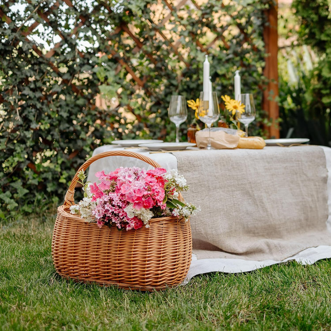 Creative Home Einkaufskorb Weidenkorb mit Henkel Picknickkorb | 45 x 26 x 41 cm (+/- 2 cm) | Handgef