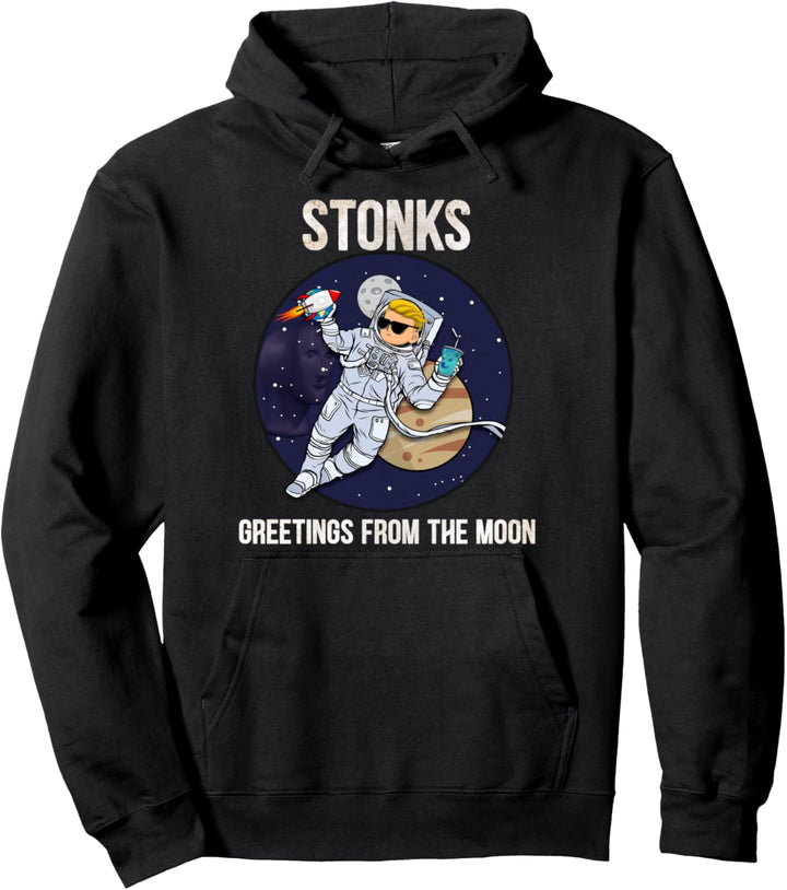 Stonks Apes To The Moon WSB Trading Meme Stock Funny Pullover Hoodie