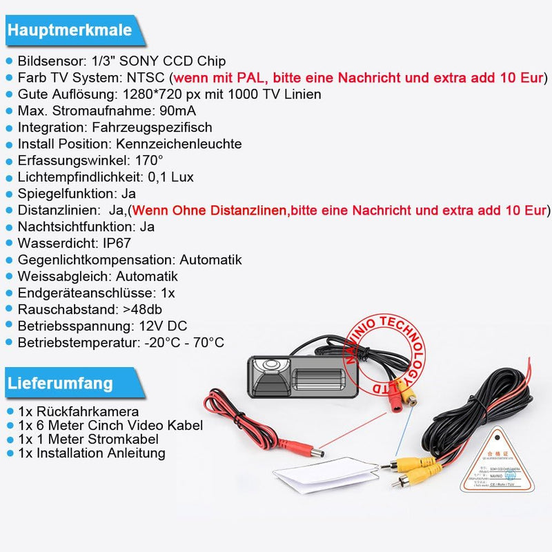 1280*720pixels Auto Rückfahrkamera Kamera Einparkhilfe für BMW E46 E39 E60 E61 E66 E67 E84 E70 E71 E