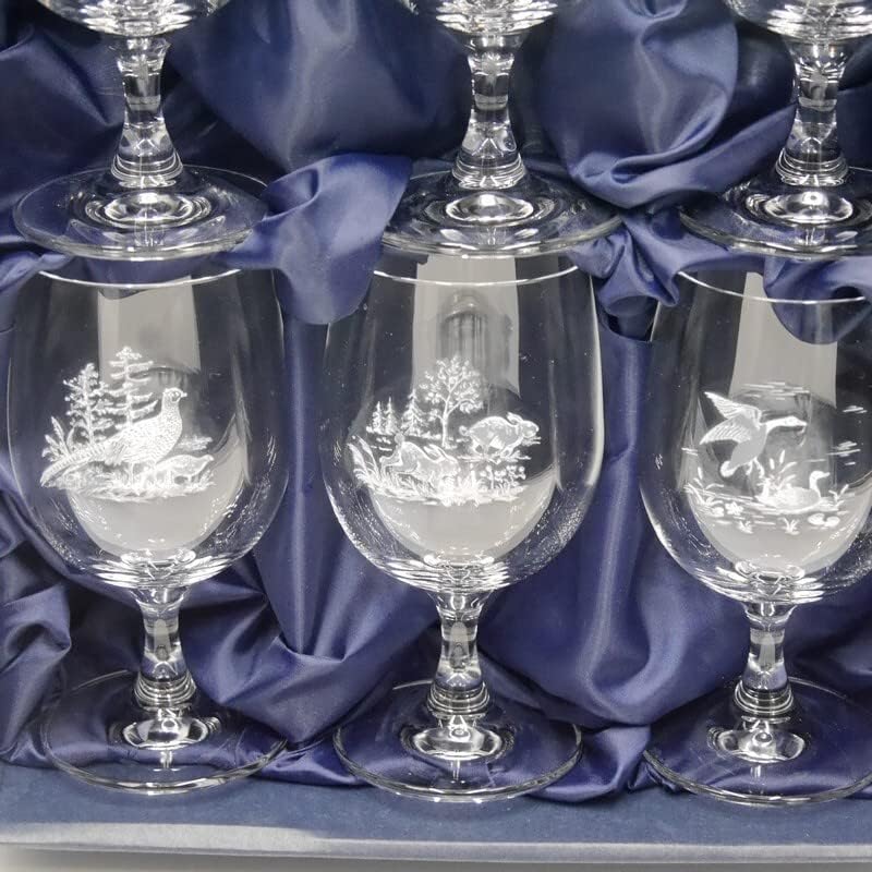 GTK - Geweihe & Trophäen KRUMHOLZ 6 Stück Wein Gläser Weinglas Set mit Jagdmotiv