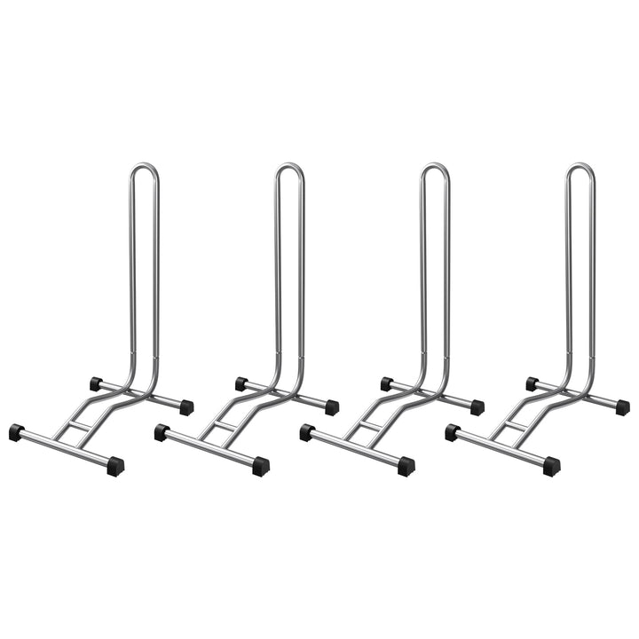 4 x WELLGRO® Fahrradständer - Stahl, sicherer Stand - Farbe silber
