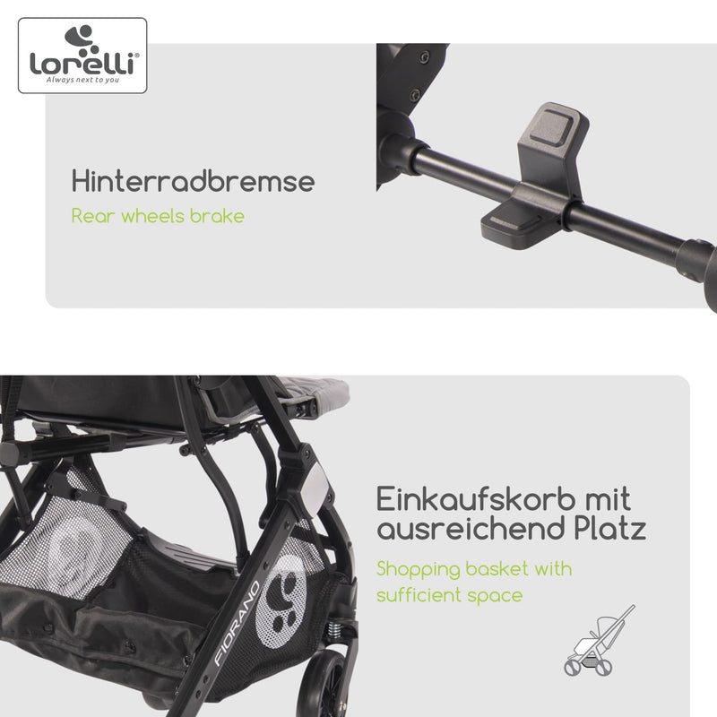Lorelli Kinderwagen Fiorano, Reisebuggy, Baby Buggy klein zusammenklappbar, leicht, nur 7,5 kg, komp