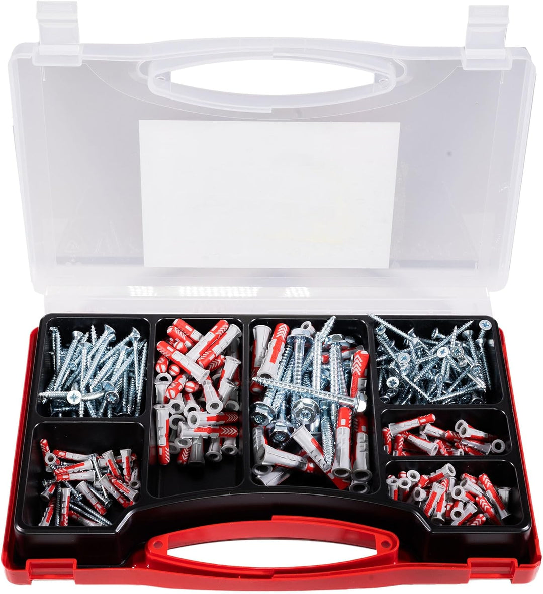 fischer RED-BOX DUOPOWER + Schrauben, Sortimentbox, 280-teilig mit Schrauben &amp; DUOPOWER Dübeln in ve