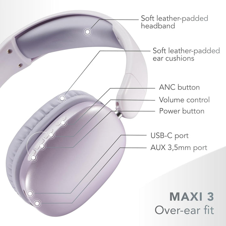 Music Sound MAXI3 Kabellose Over-Ear-Kopfhörer, Aktive Geräuschunterdrückung, Immersiver und Kristal