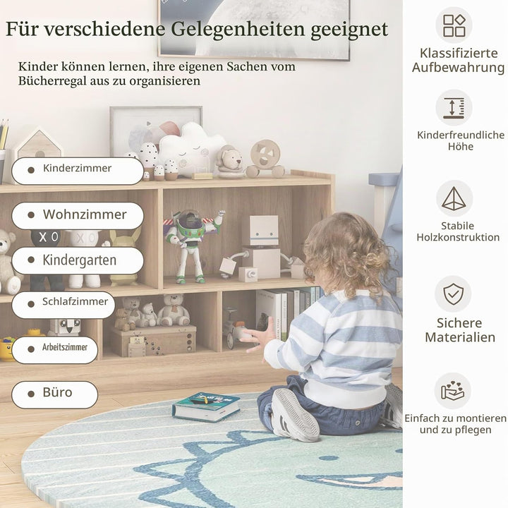 KOMFOTTEU Spielzeugschrank Kinder, Spielzeugregal mit 5 Fächer in 2 verschiedenen Grössen, Kinderreg
