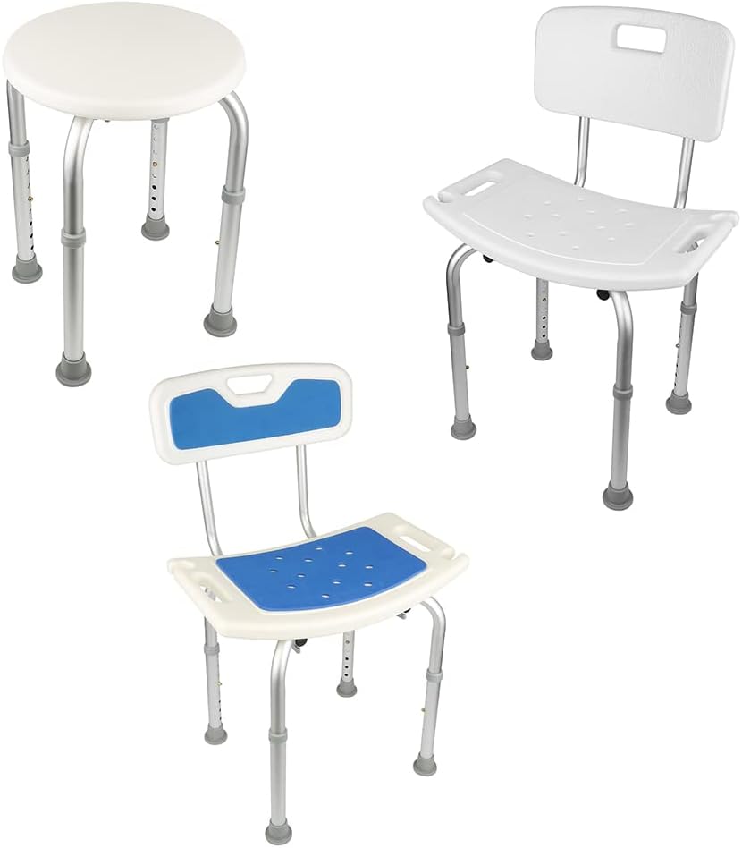 Duschhocker Duschstuhl 360°Drehbar Badehocker Höhenverstellbar, Alu und Kunststoff Badestuhl Duschsi