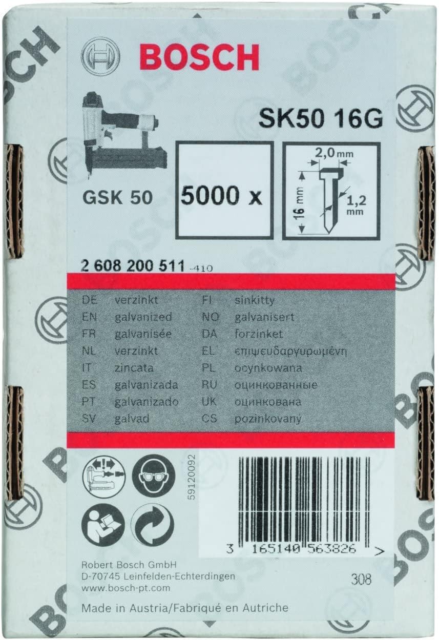 Bosch 5000x Stauchkopfnagel, 1.2/18g (16 mm, Kompatibel mit GNH 18V-50 M Professional, Zubehör für N