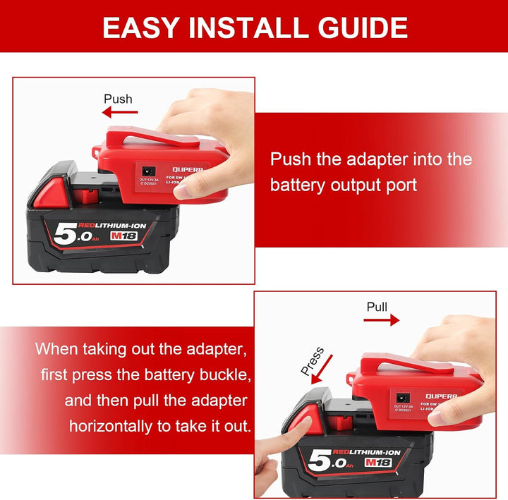 USB Akku Adapter für Milwaukee M18 18V Akku, Konverter mit Dual-USB-Ladeanschlüssen, DC 12V Port, Ka