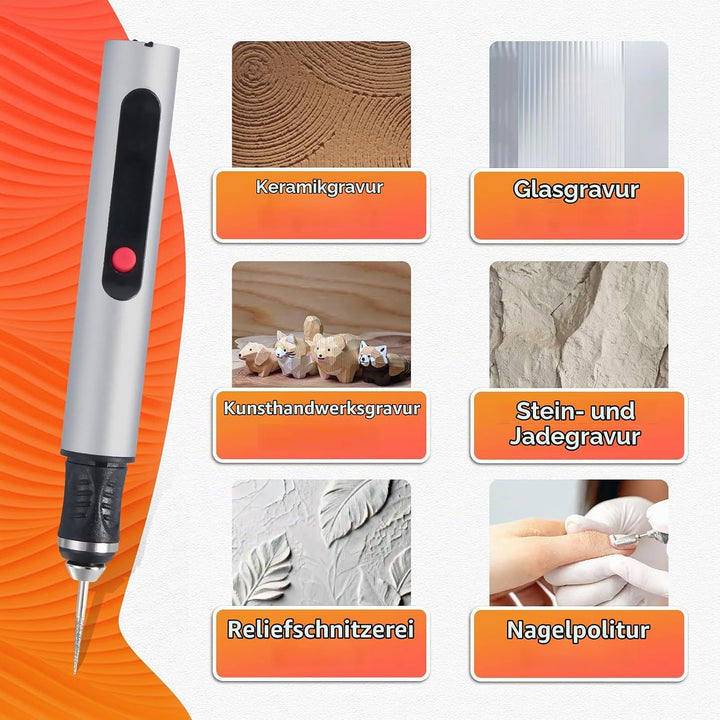 Elektrisches Graviergerät für Glas &amp; Holz, Glasgravur Set zum Gläser Gravieren, Mini Fräser Gravurse