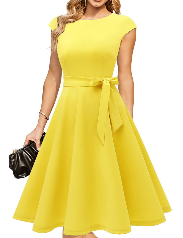 DRESSTELLS Cocktailkleid Damen Elegant Weihnachts 1950er Vintage A-Line Swing Knielang Festlich Wint