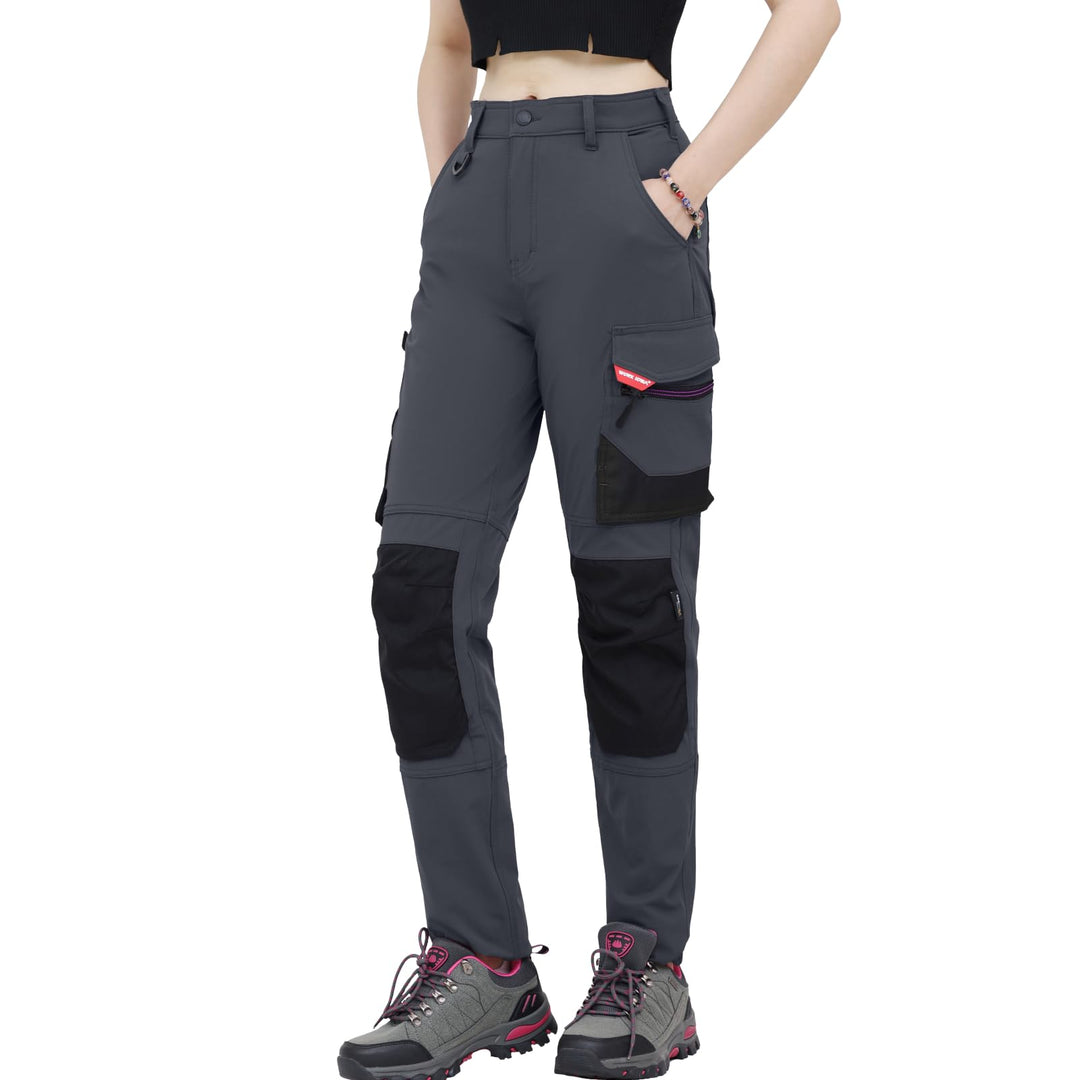 WORK IDEA Damen Slim-Fit Stretch Arbeitshose: Kritische Stoffbereiche aus Cordura – strapazierfähige