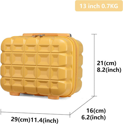 KONO Gepäck-Sets Kofferset 2 Teilig Handgepäck Koffer mit Beautycase (54cm+Kosmetikkoffer, Gelb) Gel