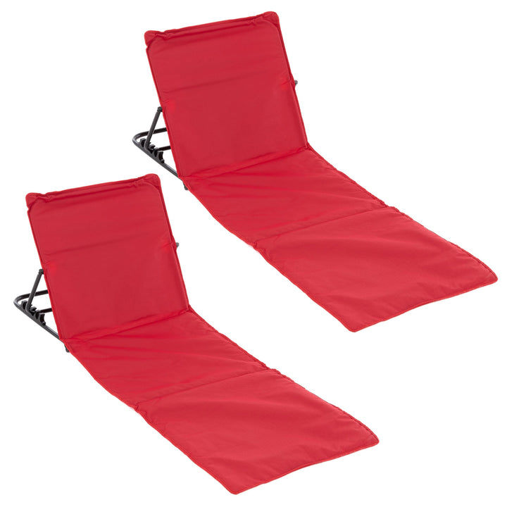 Nexos Trading 2er Set Strandmatte Beach-Matte gepolstert faltbar verstellbare Rückenlehne (Rot), Rot