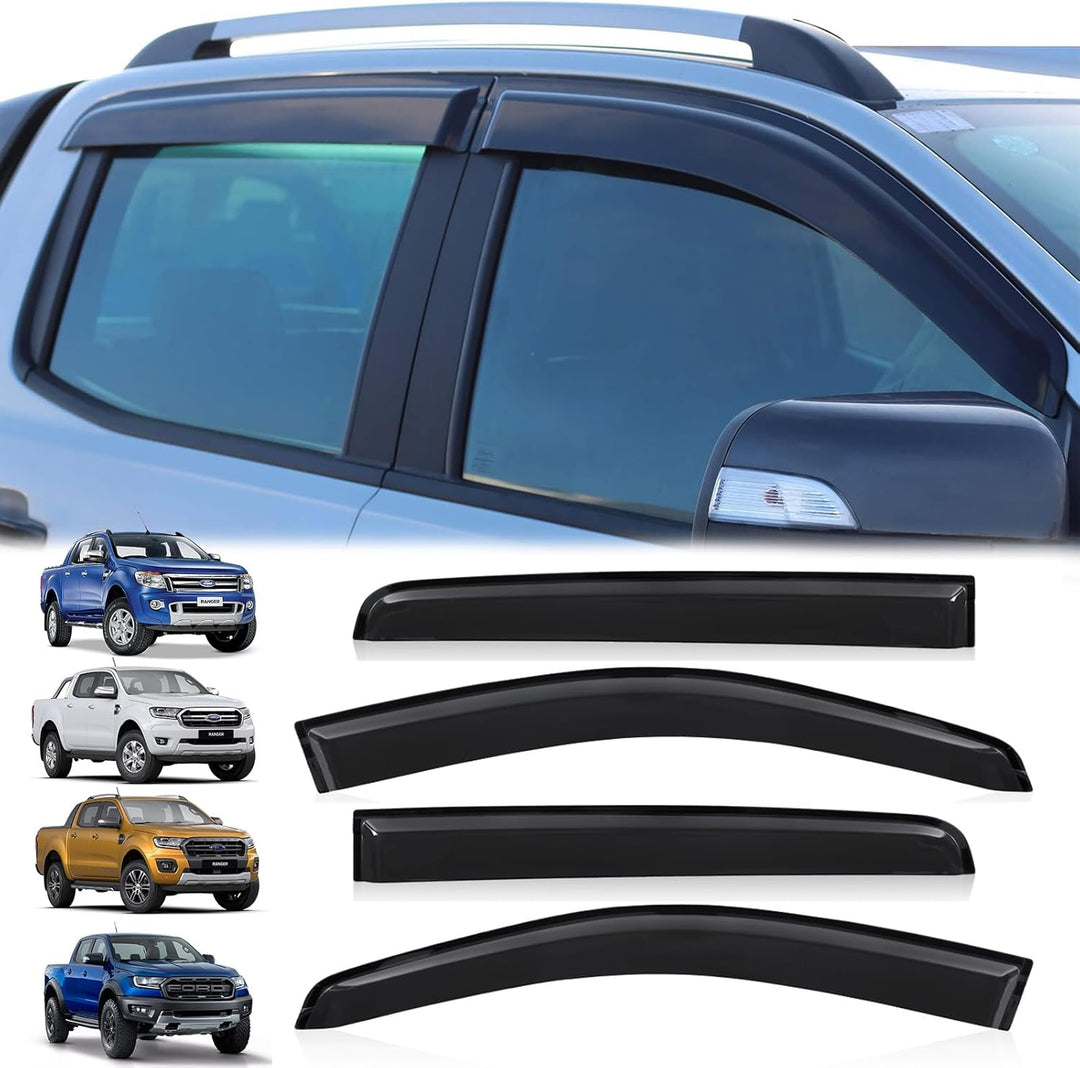 JHCHAN Windabweiser Regenabweiser Schwarz für Ford Ranger 2012-2022 Wildtrak T6 T7 T8 XL XLT Limited