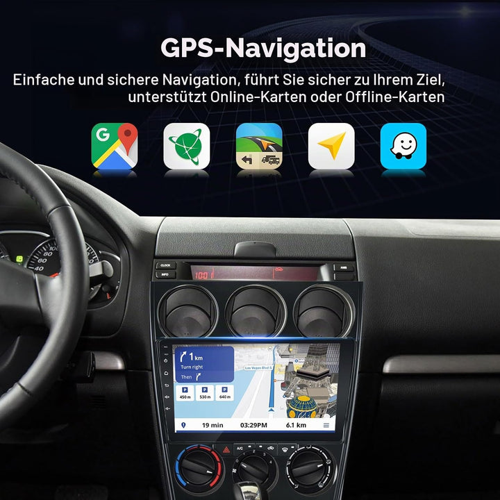 EZoneTronics Android 11 Autoradio Stereo für Mazda 6 Atenza 2002-2014 9 Zoll Touchscreen GPS Navigat