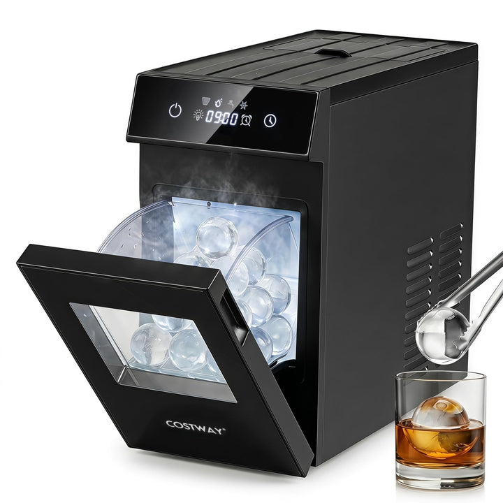 COSTWAY 5cm Eiswürfelmaschine für Eiskugeln, 48 Stück/Tag | Eiskugelmaschine aus Edelstahl mit Wasse