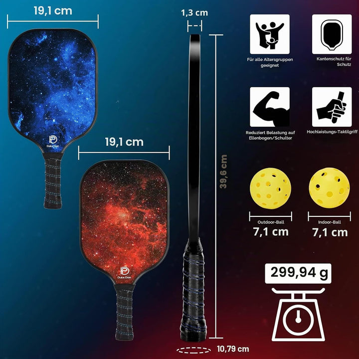 DULCE DOM Pickleball-Paddel, USAPA genehmigtes Pickleball-Set mit 4 Premium-Holz-Pickleball-Paddeln,