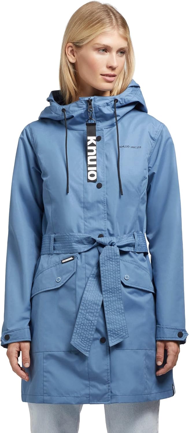 khujo Damen Mantel Trenchcoat Lauren3 Trench Übergangsjacke Kurzmantel XXL Sea-Blue, XXL Sea-Blue