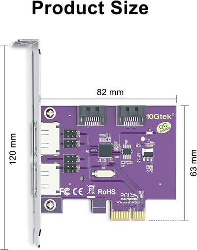 Port eSATA3.0 or 2 Port SATA3.0 Non-Raid Controller Card, X1, with 2 SATA Cable, Support SSD and HDD