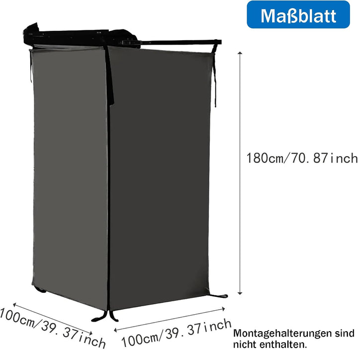 Schwarz Camping Dushzelt, 180X100X100CM Universal Outdoor Privatsphäre Campingdusche Abdeckhaube, Tr