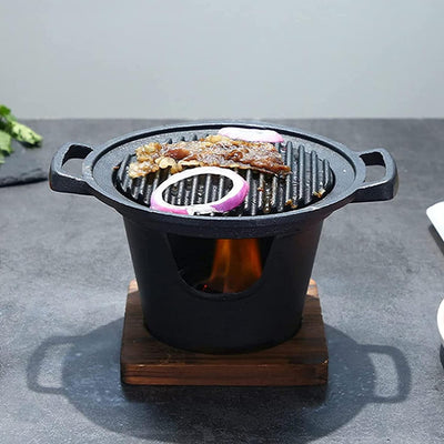 Tragbarer Holzkohlegrill, koreanische BBQ-Grillpfanne, 8,3-Zoll-Holzkohleherd, Tischgrill, koreanisc