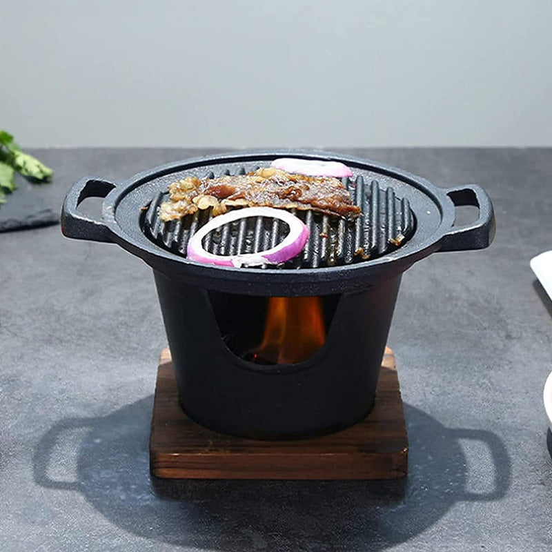 Tragbarer Holzkohlegrill, koreanische BBQ-Grillpfanne, 8,3-Zoll-Holzkohleherd, Tischgrill, koreanisc