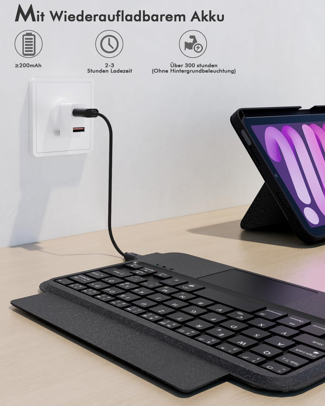 Doohoeek Trennbare Tastatur Hülle für iPad mini 7/6, Bluetooth Kabellose Tastatur für iPad mini 7 20