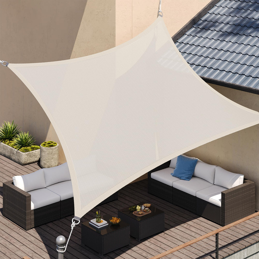 SONGMICS Sonnensegel 3 x 4 m, Sonnenschutz aus HDPE-Gewebe, luftdurchlässig, wasserdurchlässig, für