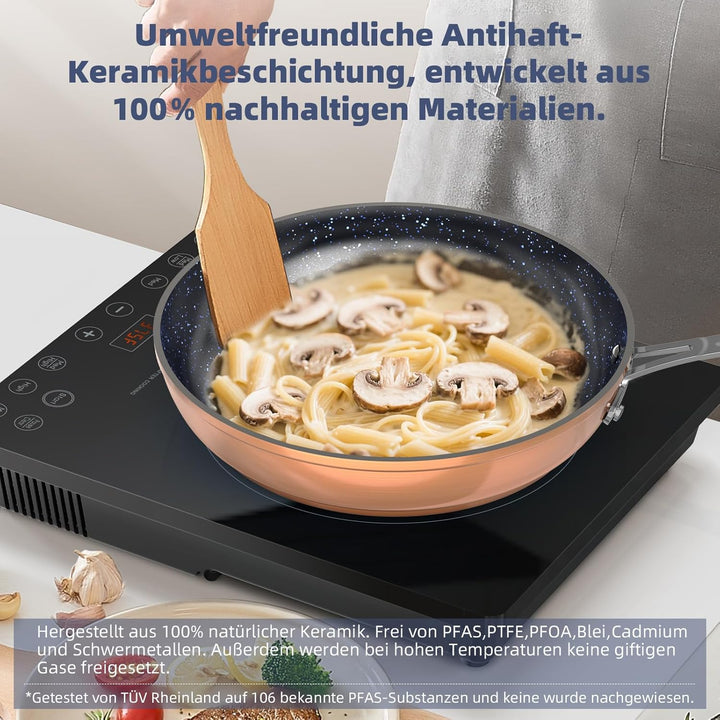 Nuwave Topfsets Pfannenset 12-Teilig Antihaft- Keramik von G10 Duralon Blue, Kochtöpfe mit Topfdecke