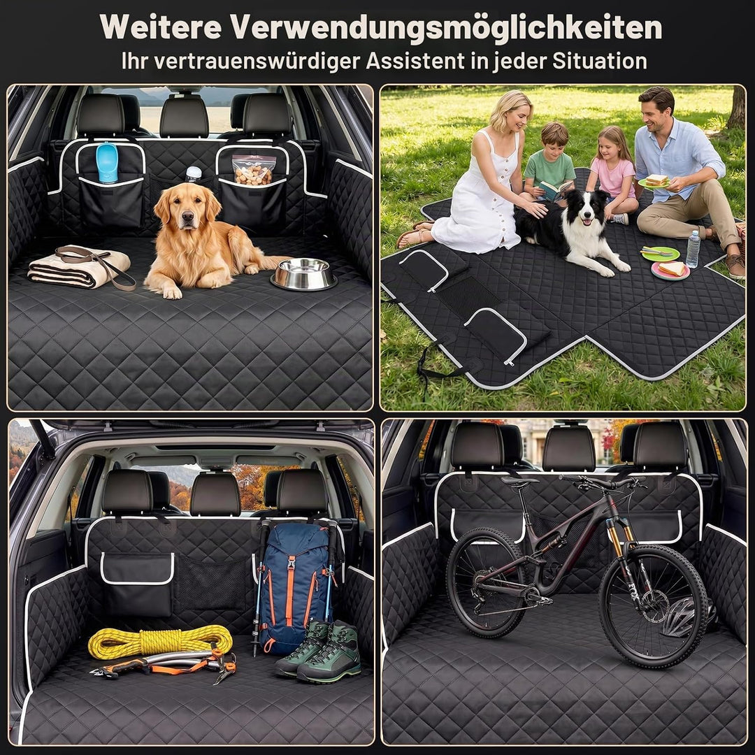 Kofferraumschutz Hund mit Seiten und Ladeschwellenschutz, 180x103cm | Wasserabweisend und Kratzfest,