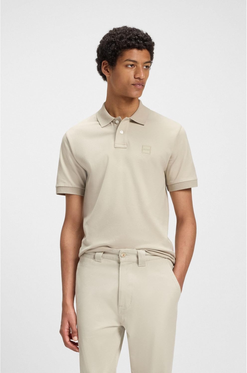 BOSS Herren Passenger Slim-Fit Poloshirt aus Stretch-Baumwolle mit Logo-Aufnäher M Light Beige271, M