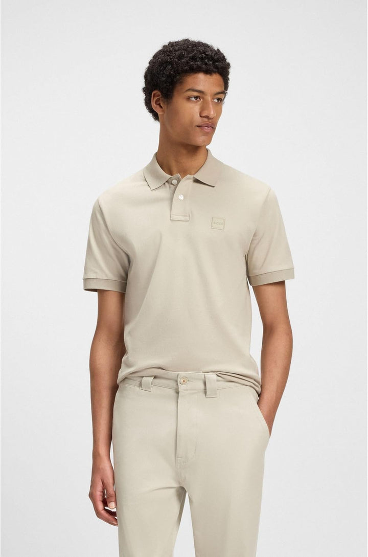 BOSS Herren Passenger Slim-Fit Poloshirt aus Stretch-Baumwolle mit Logo-Aufnäher M Light Beige271, M