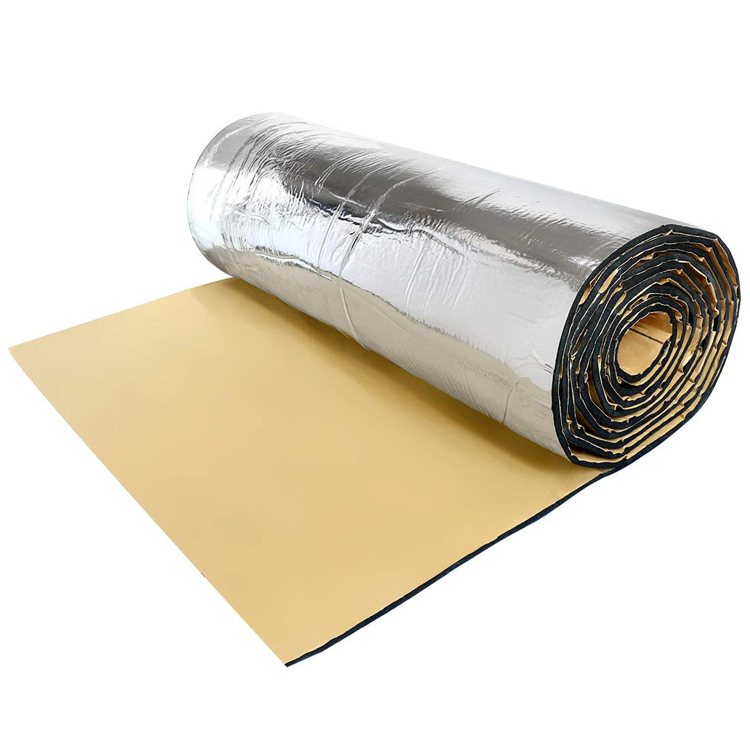 sourcing map Dämmschaummatte 394mil 10,76sqft Aluminiumfolie Schallschutz Akustik Matte 10mm*100cm*1