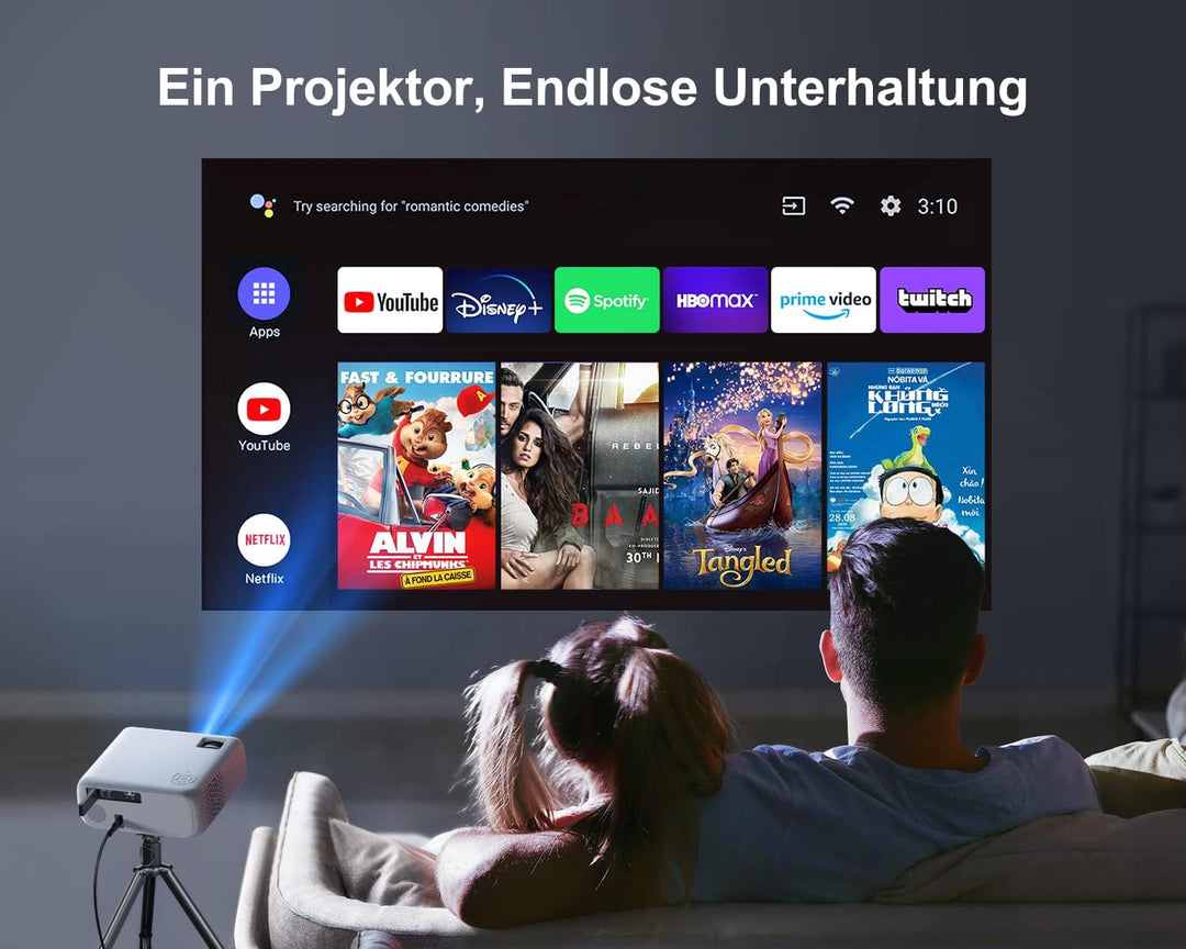 Beamer Full HD 5G WiFi Bluetooth, 9500 Lumen Native 1080P Beamer 4K Video Unterstützt WiMiUS W6 LED