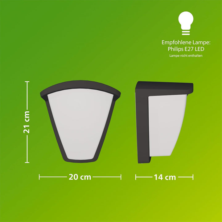 Philips myGarden Wandleuchte Kiskadee, 42W, anthrazit Ohne Bewegungsmelder, Ohne Bewegungsmelder